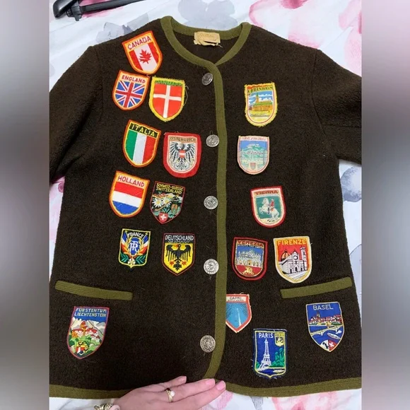 Jantzen Vintage Brown Wool Sweater with Vintage Patches Europe - Picture 14 of 14